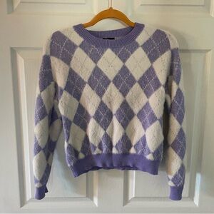 Art Class Lavender and Cream Argyle Sweater